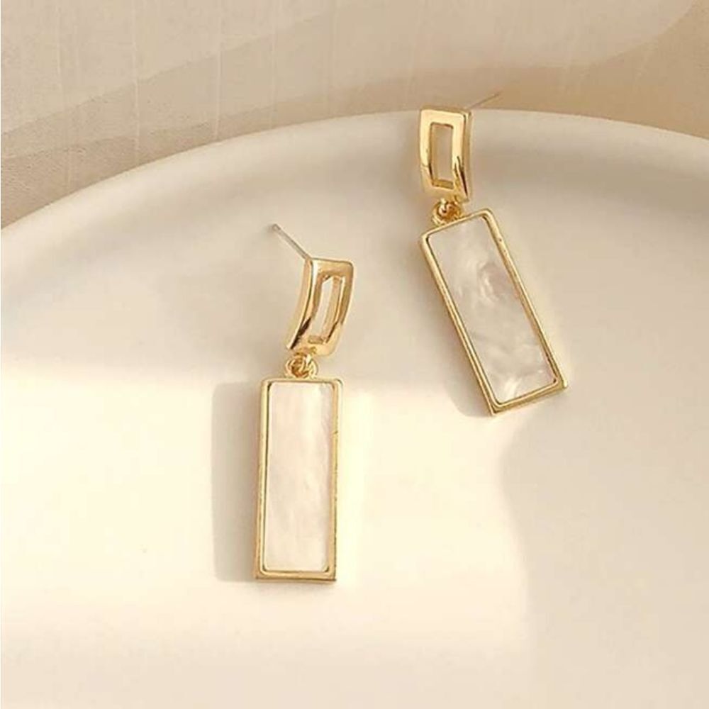 Fashion Pearl Gold Edged Drop Earrings